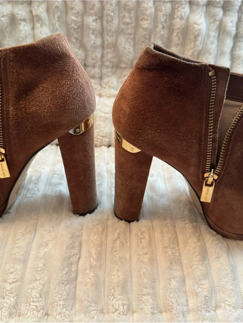 Michael Kors Brown Suede Zip Ankle Booties
